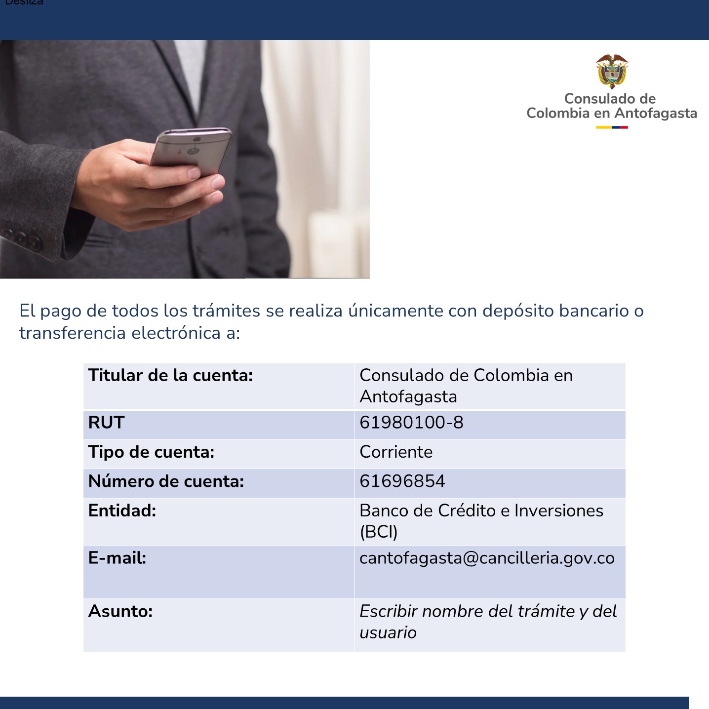 El Consulado de Colombia en Antofagasta realizará un Consulado Móvil en la ciudad de Iquique (Chile) del 17 al 18 de junio de 2025