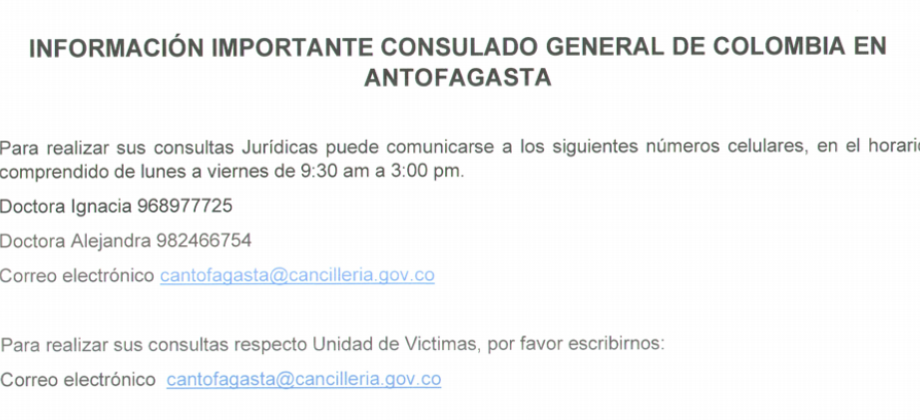 Información importante consulado en antofagasta