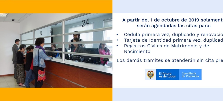 A partir del 1 de octubre de 2019, en el Consulado en Antofagasta solo se agendarán citas para los trámites de cédulas, tarjetas de identidad y registros civiles