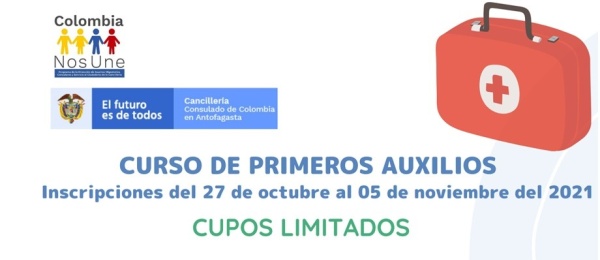Consulado de Colombia en Antofagasta invita a inscribirse en el Curso de primeros auxilios 