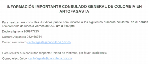 Información importante consulado en antofagasta